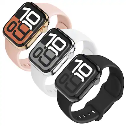 Front. Vena - 3 Pack For Apple Watch Ultra 2 Band 49mm, Apple Watch Ultra Band, Silicone Sport Strap For iWatch 45mm Series 9/8/7 - Multi.