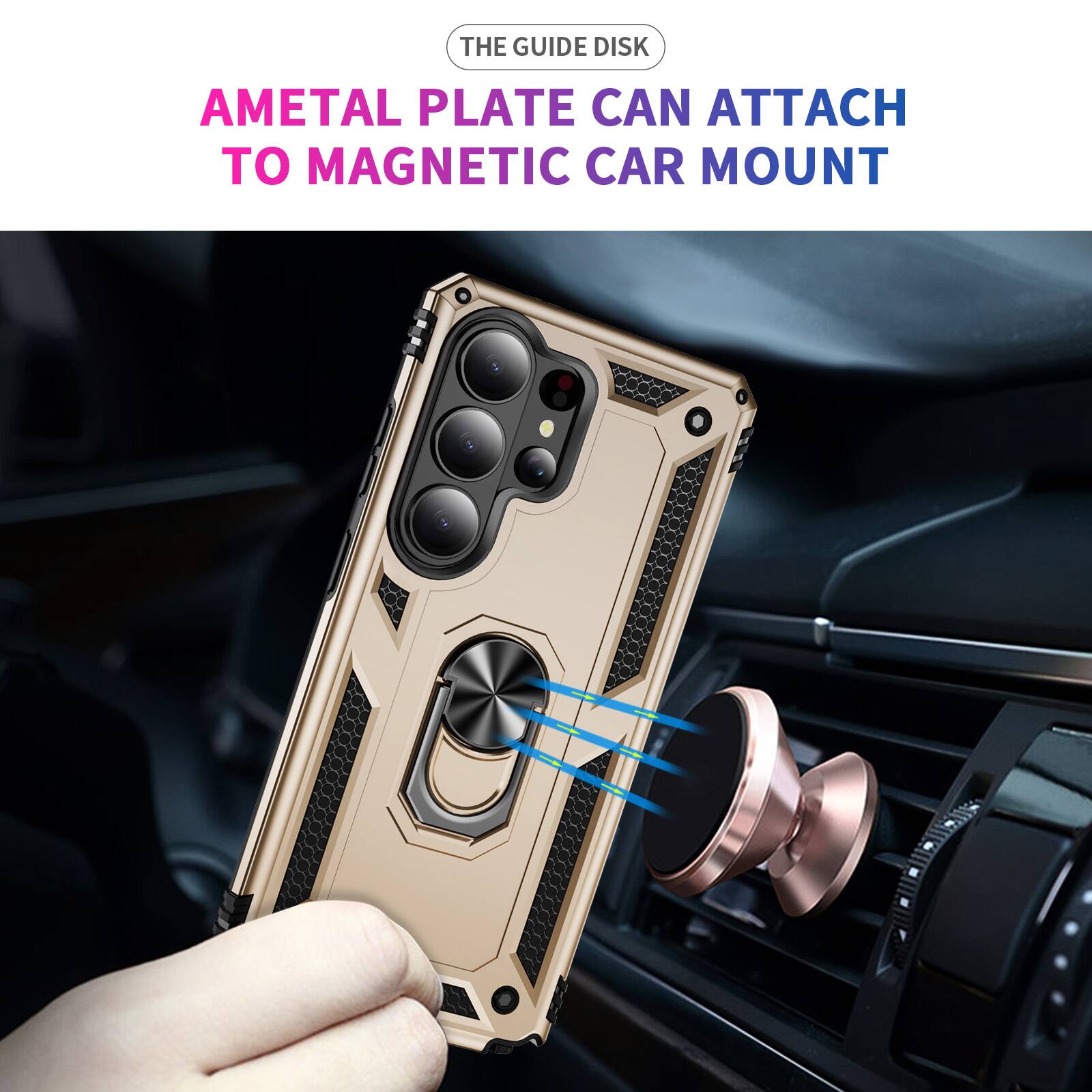 THE GUIDE DISK  
AMETAL PLATE CAN ATTACH TO MAGNETIC CAR MOUNT