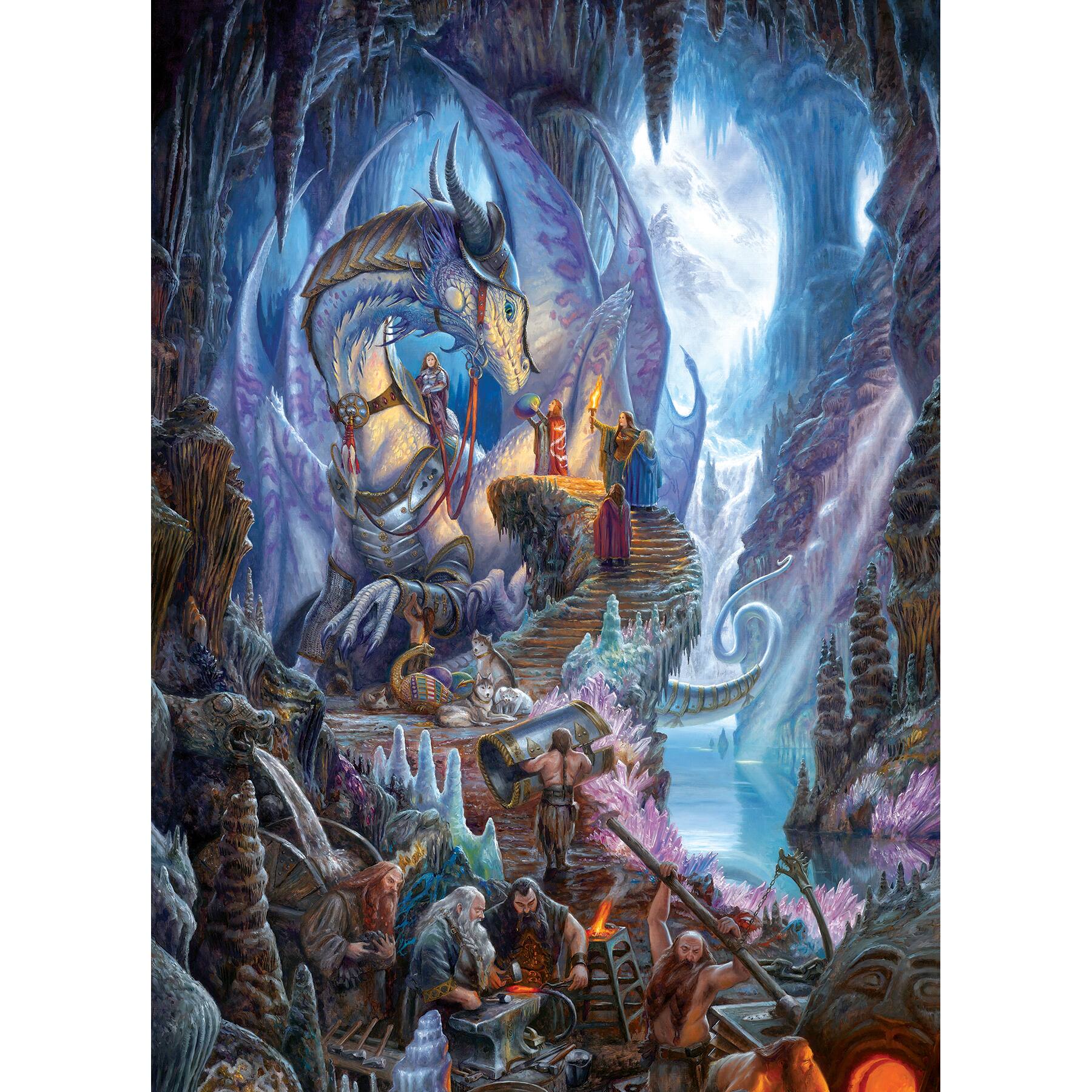 Angle. Outset Media - Outset Media: Cobble Hill 1000 Piece Puzzle: Dragonforge - Reference Poster Included.