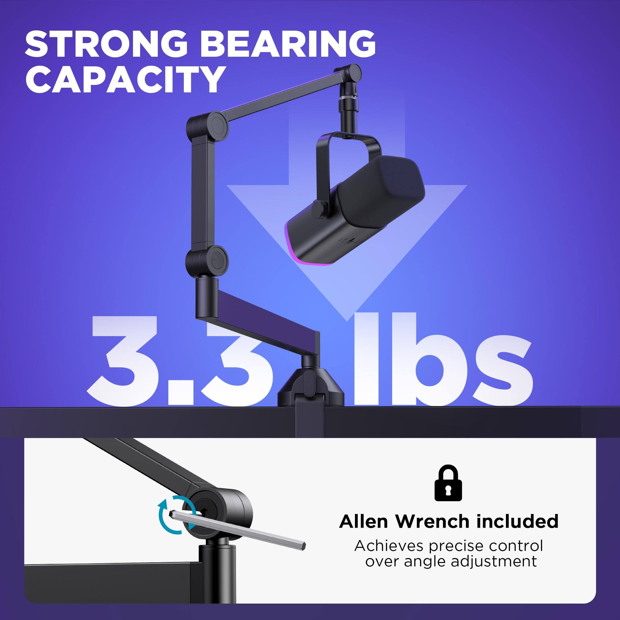 STRONG BEARING CAPACITY  
3.3 lbs  
Allen Wrench included  
Achieves precise control over angle adjustment