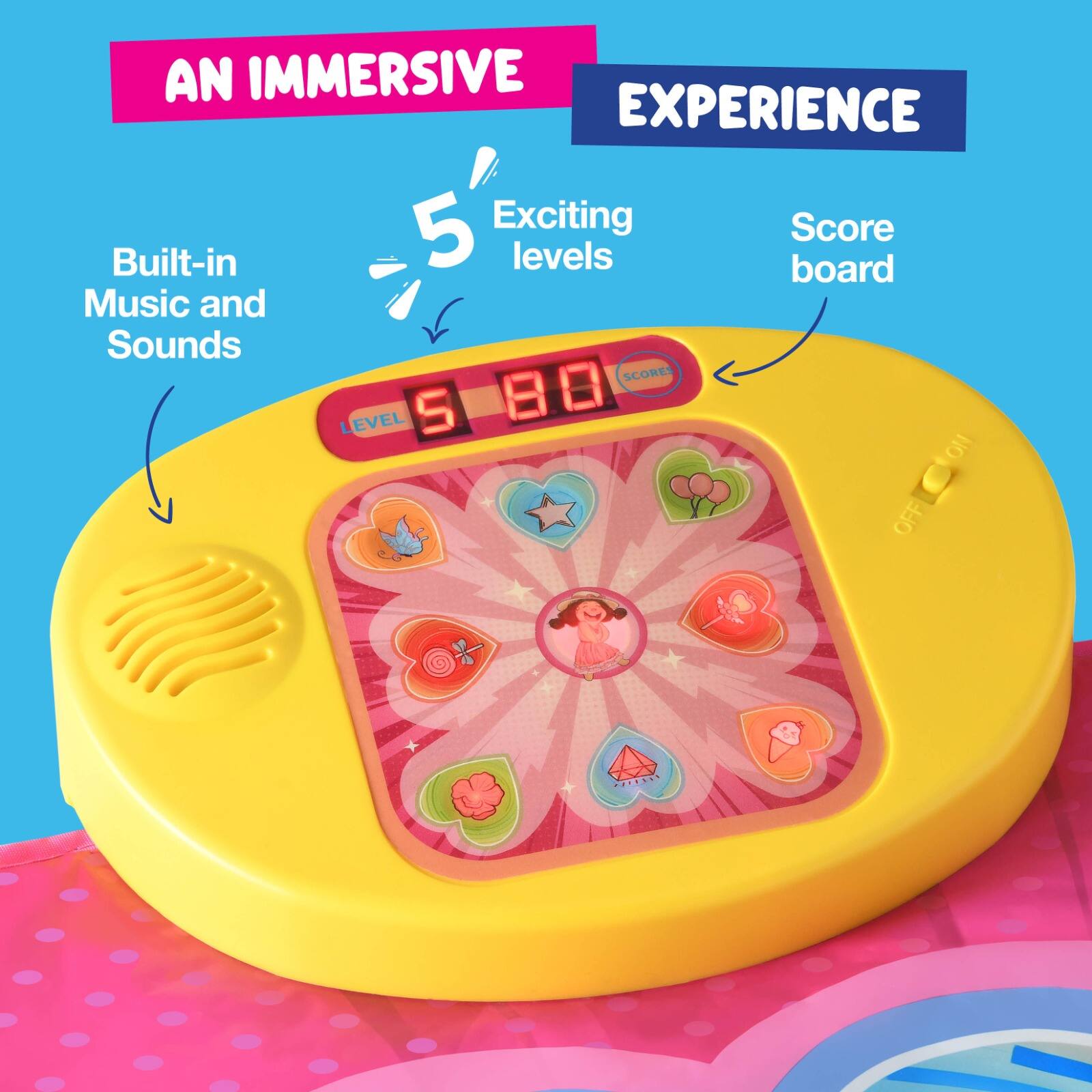 AN IMMERSIVE EXPERIENCE

- Built-in Music and Sounds
- 5 Exciting levels
- Score board

LEVEL 5 80 SCORE