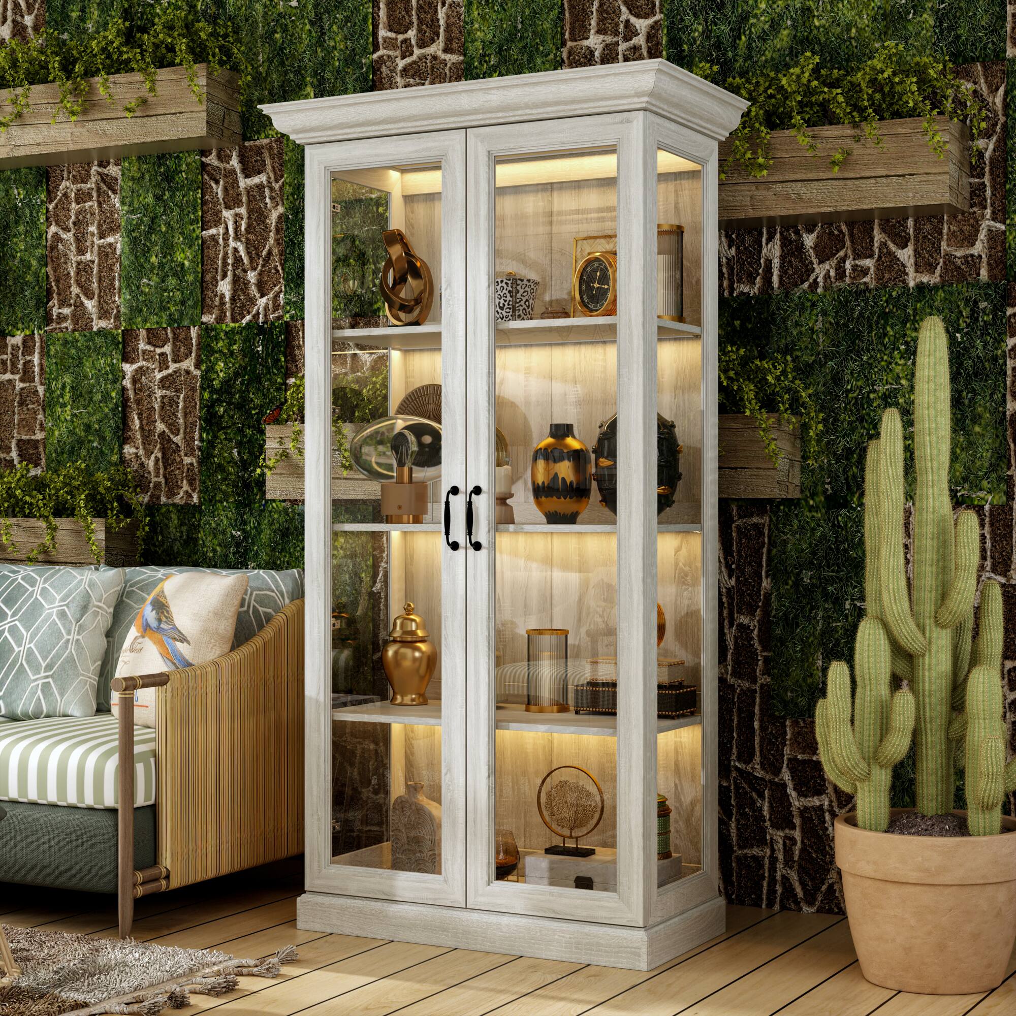 Alt View 4. Famapy - Famapy Classic Tempered Glass - Door Display Cabinet with Anti - Tip Safety - Gray.