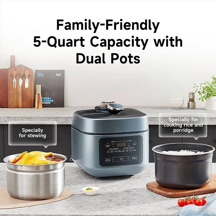 Family-Friendly 5-Quart Capacity with Dual Pots

Specially for stewing

Specially for cooking rice and porridge