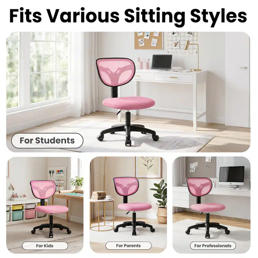 Ergomics Computer Chair Celtoss Kid Chair, Small Desk Chair, Armless Padded Seat, Swivel ...