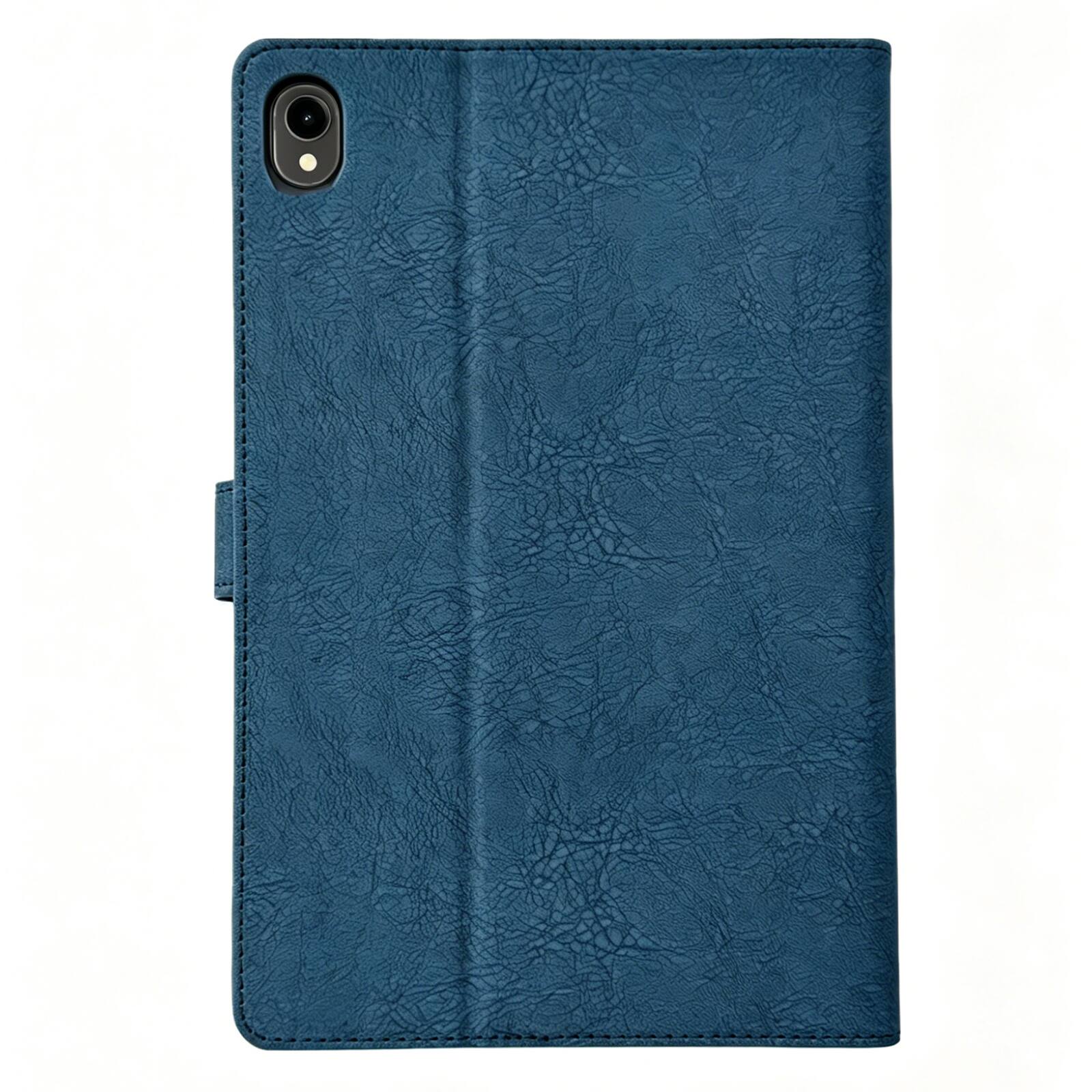 Angle. Dteck - Case for Samsung Galaxy Tab S11 (SM-X730)11.0" 2025,Embossed Bird Wallet Folio Stand Cover,Shockproof Faux Leather Shell - Darkblue.