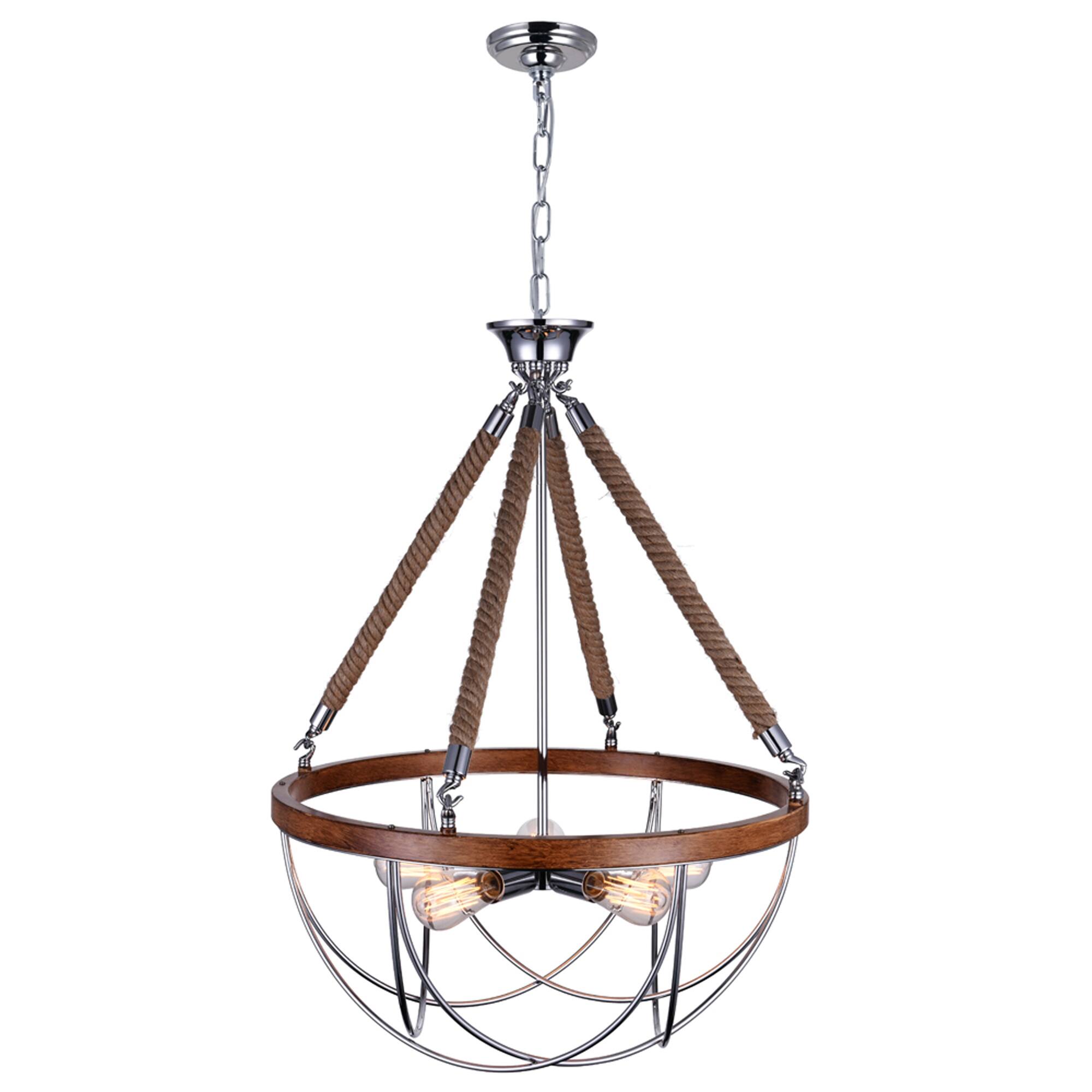 Left. CWI Lighting - Parana 5 Light Down Chandelier With Chrome Finish - Chrome.