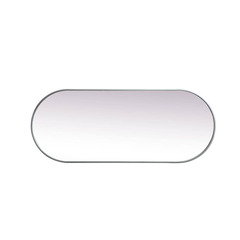 Back. Elegant Decor - Metal Frame Oval Mirror 24x60 Inch in Silver - Silver.