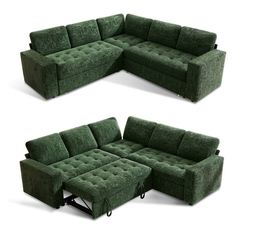 Back. Dyonery - Dyonery modular bunk sofa with pull-out bed,adjustable backrest/storage seat, tool-free assembly - Green.