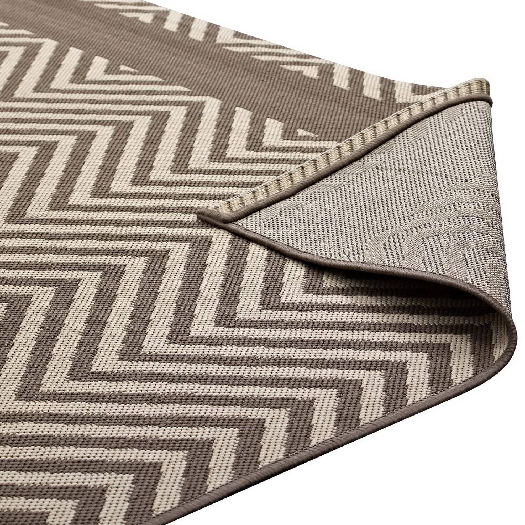 Alt View 3. Modway - Optica Chevron With End Borders Indoor and Outdoor Area Rug - Light and Dark Beige.