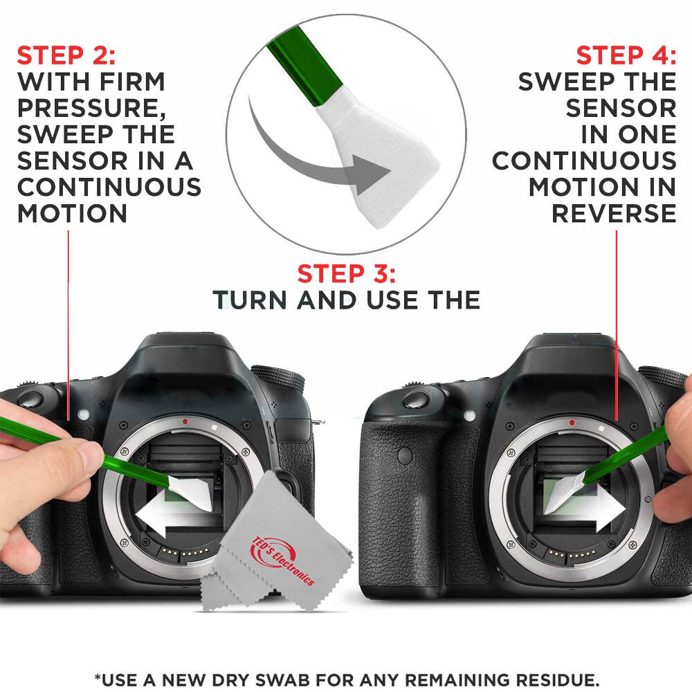 STEP 2: WITH FIRM PRESSURE, SWEEP THE SENSOR IN A CONTINUOUS MOTION

STEP 3: TURN AND USE THE

STEP 4: SWEEP THE SENSOR IN ONE CONTINUOUS MOTION IN REVERSE

*USE A NEW DRY SWAB FOR ANY REMAINING RESIDUE.