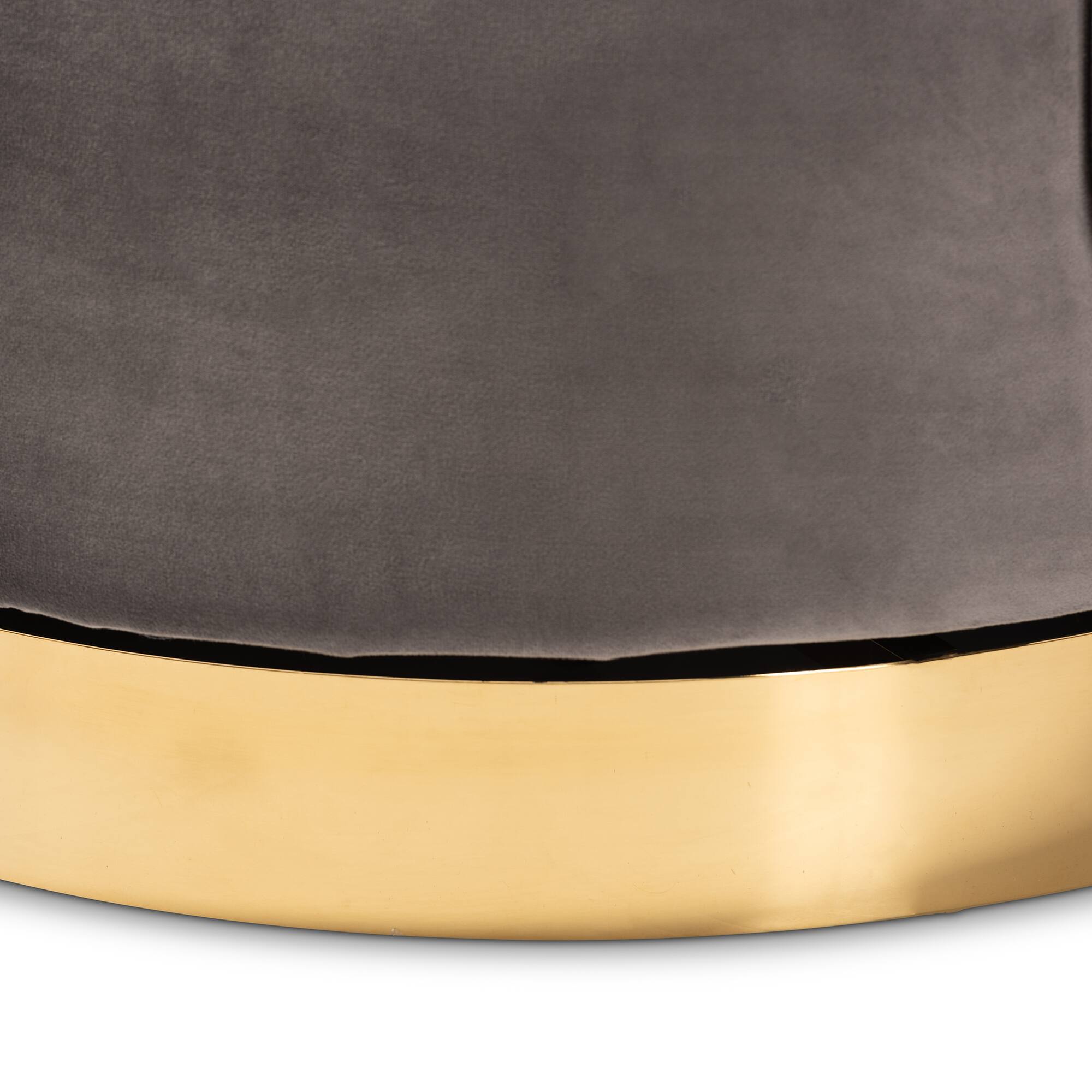 Alt View 1. Baxton Studio - Saffi Glam and Luxe Velvet Fabric Upholstered Gold Finished Swivel Accent Chair - Grey/Gold.
