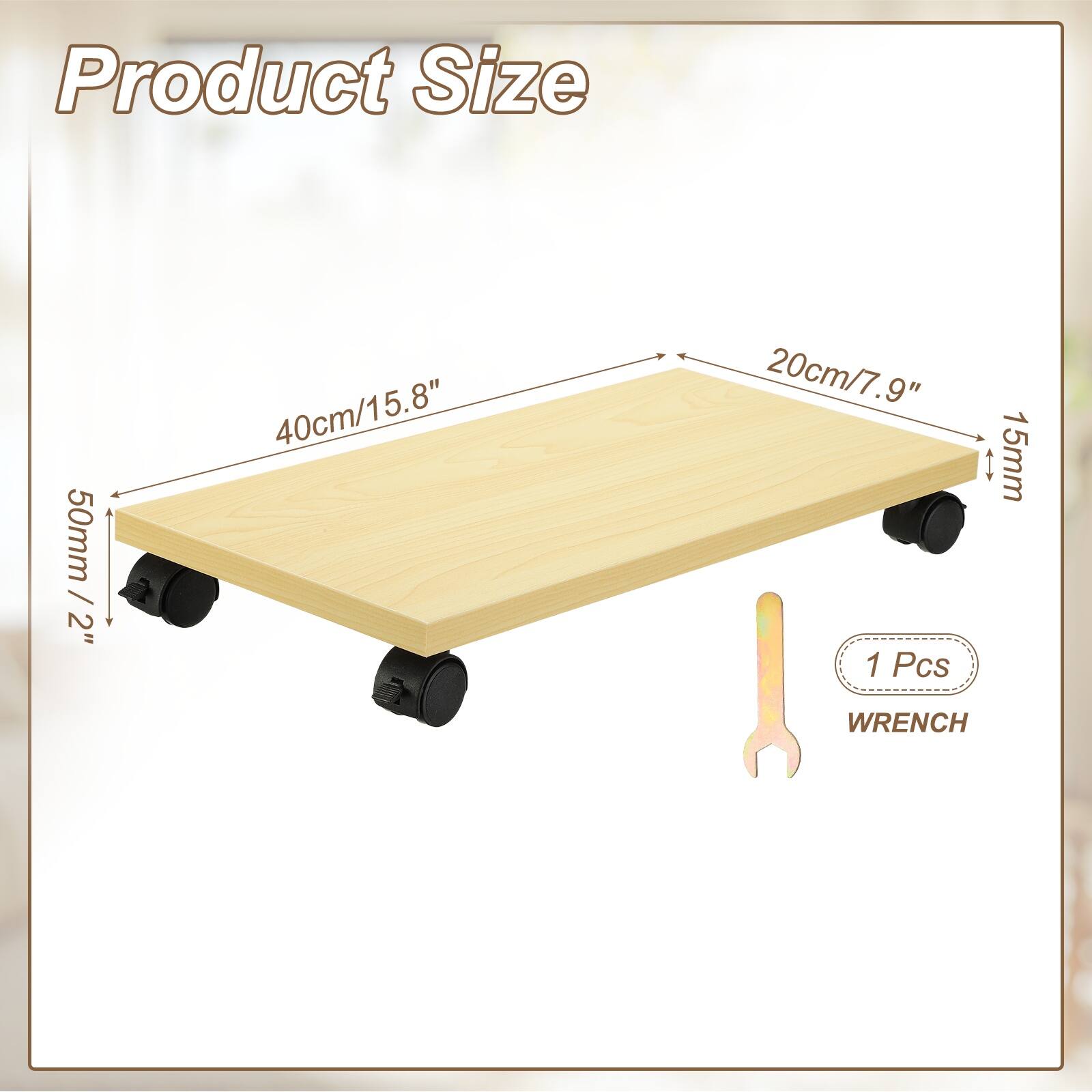Product Size  
50mm / 2"  
40cm / 15.8"  
20cm / 7.9"  
1 Pcs  
15mm WRENCH