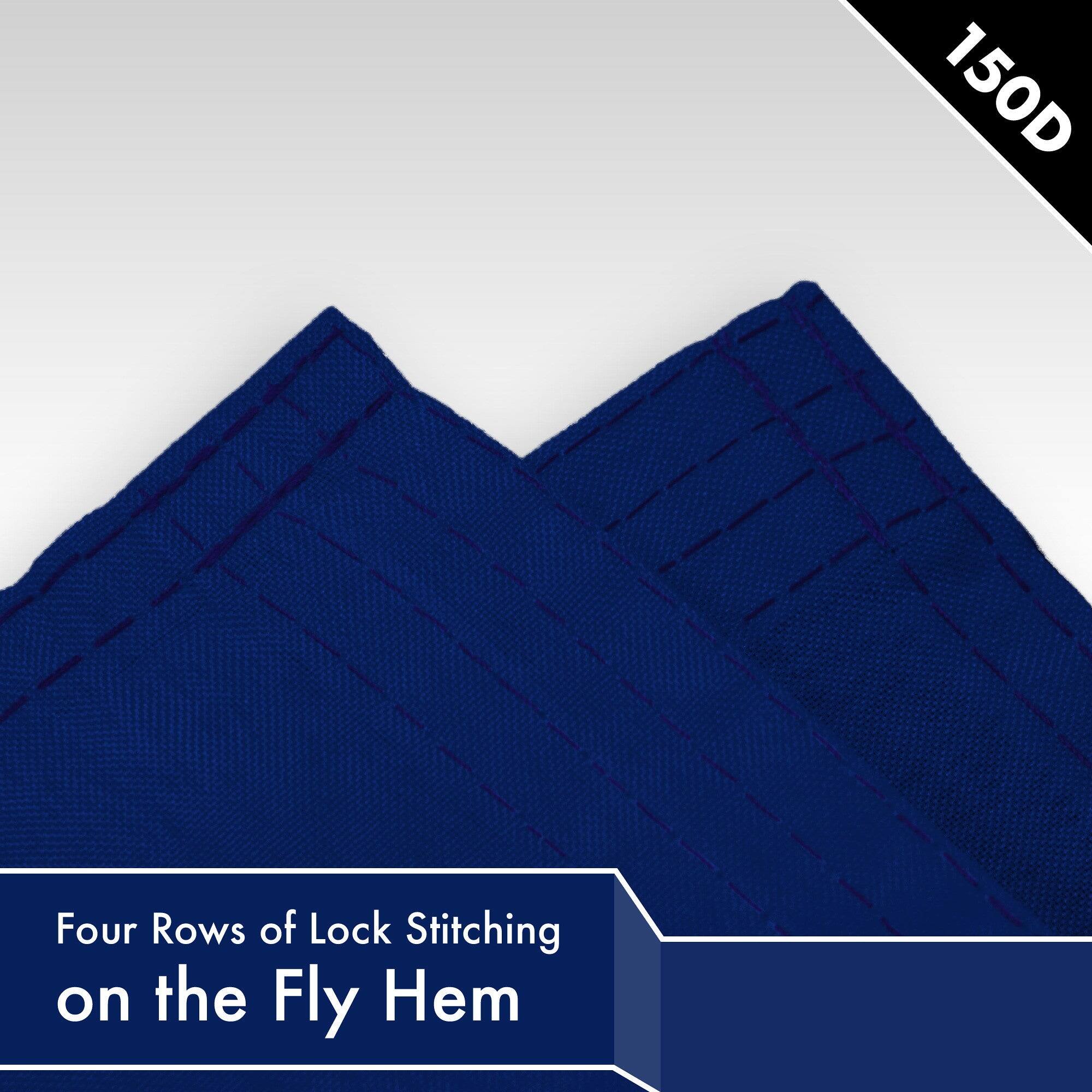 150D  
Four Rows of Lock Stitching on the Fly Hem