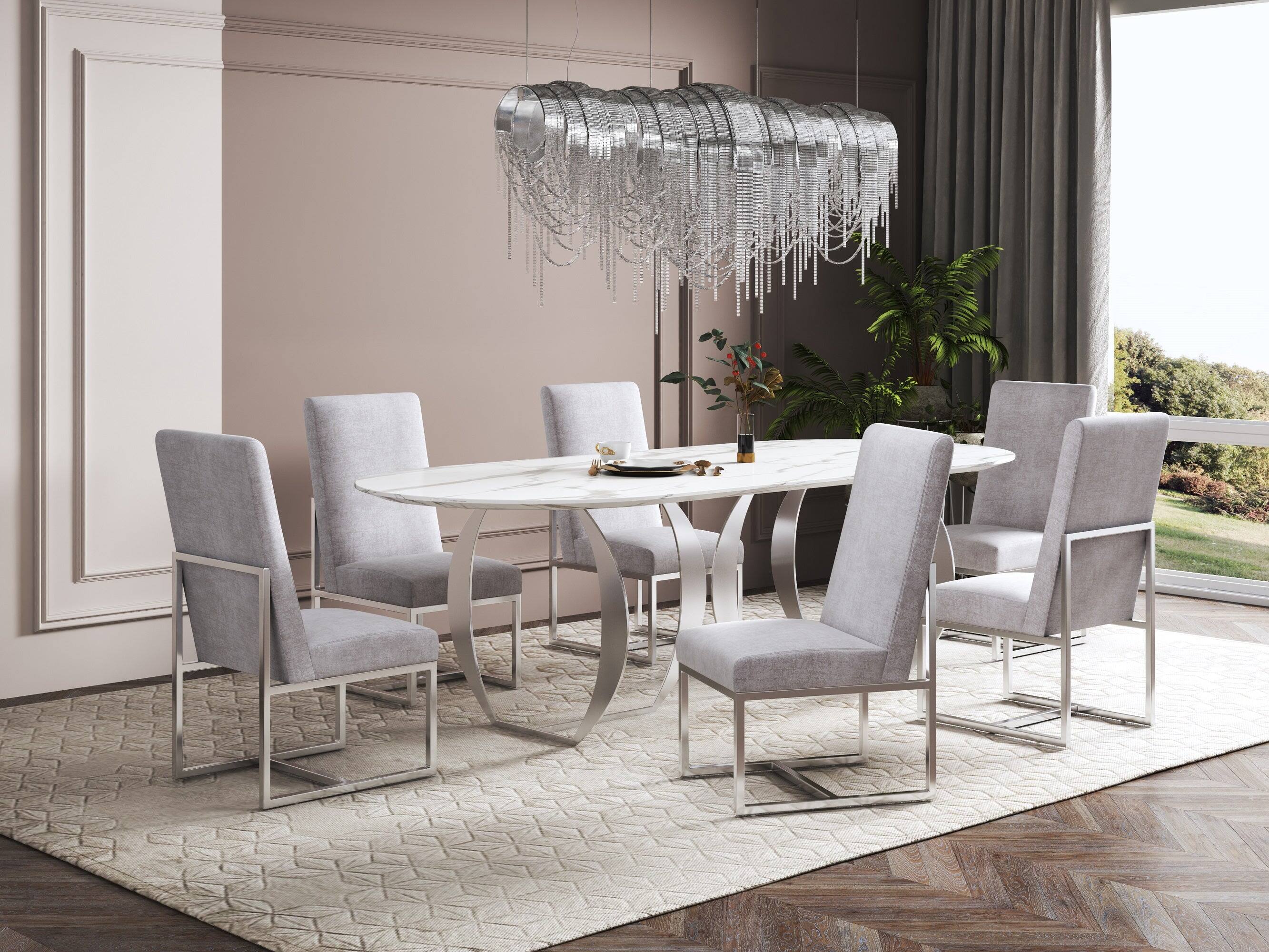 Alt View 5. Manhattan Comfort - Element Modern Metal Velvet Dining Chair - Set of 2 - Gray.