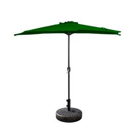 WestinTrends - Lanai 9 ft. Aluminum Half Market Crank Lift Patio Umbrella with Base - Dark Green