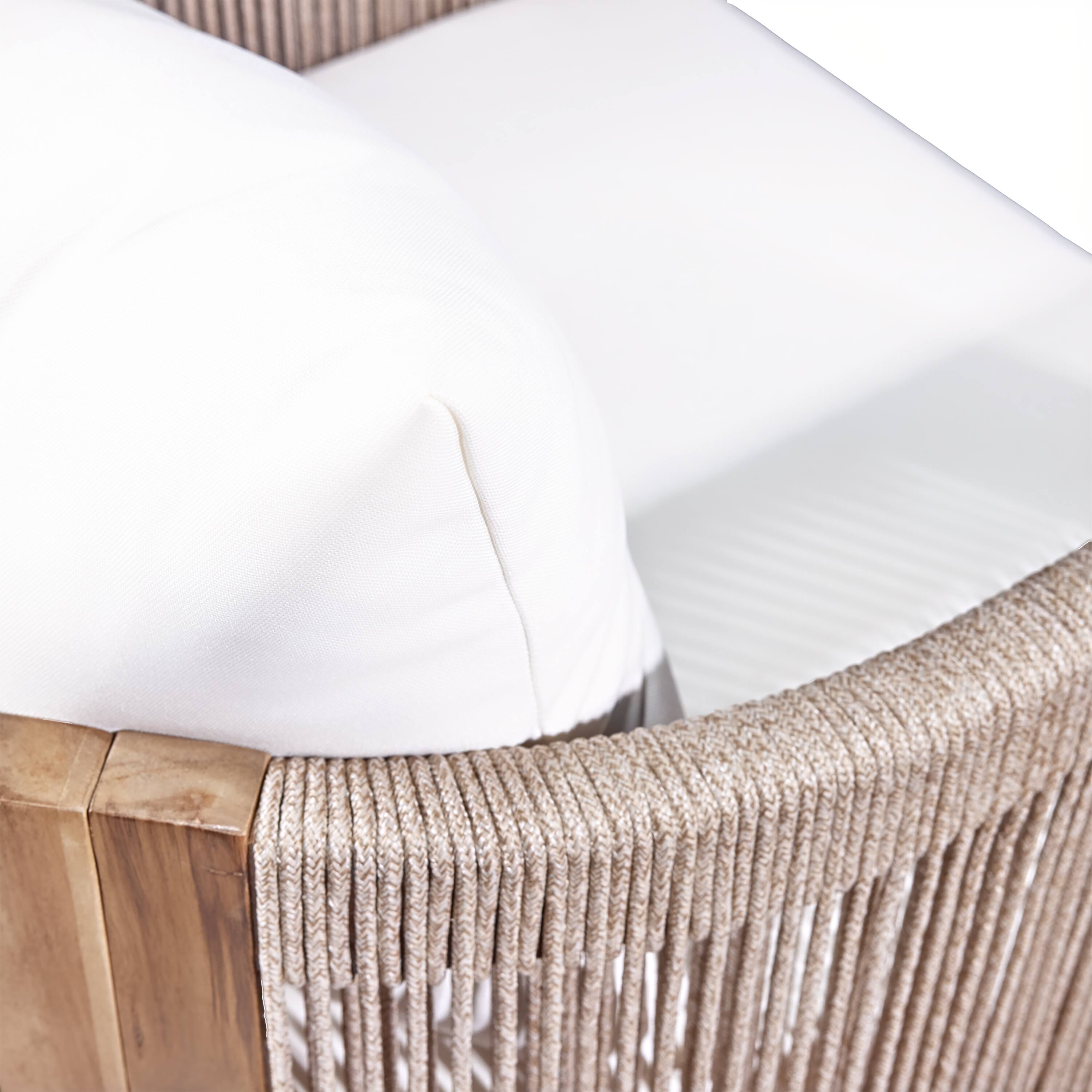 Alt View 5. Mondawe - Set of 2 Outdoor Wood Dining Chair with Cushion - Teak+ Beige.