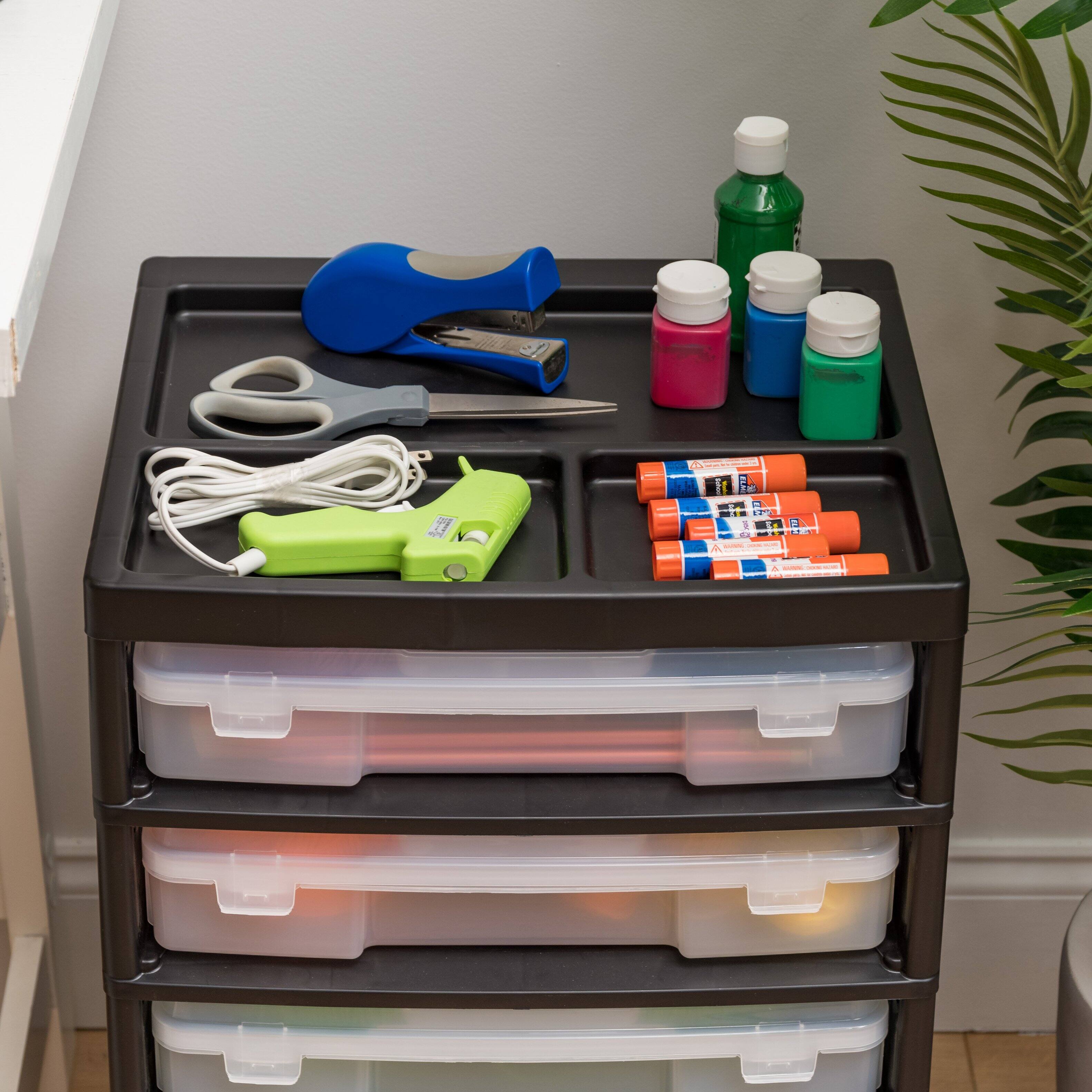 Alt View 4. IRIS USA - IRIS USA Plastic Scrapbook Storage Cart - Black.