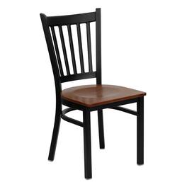 Flash Furniture - HERCULES Series Black Vertical Back Metal Restaurant Chair - Cherry Wood Seat - Red