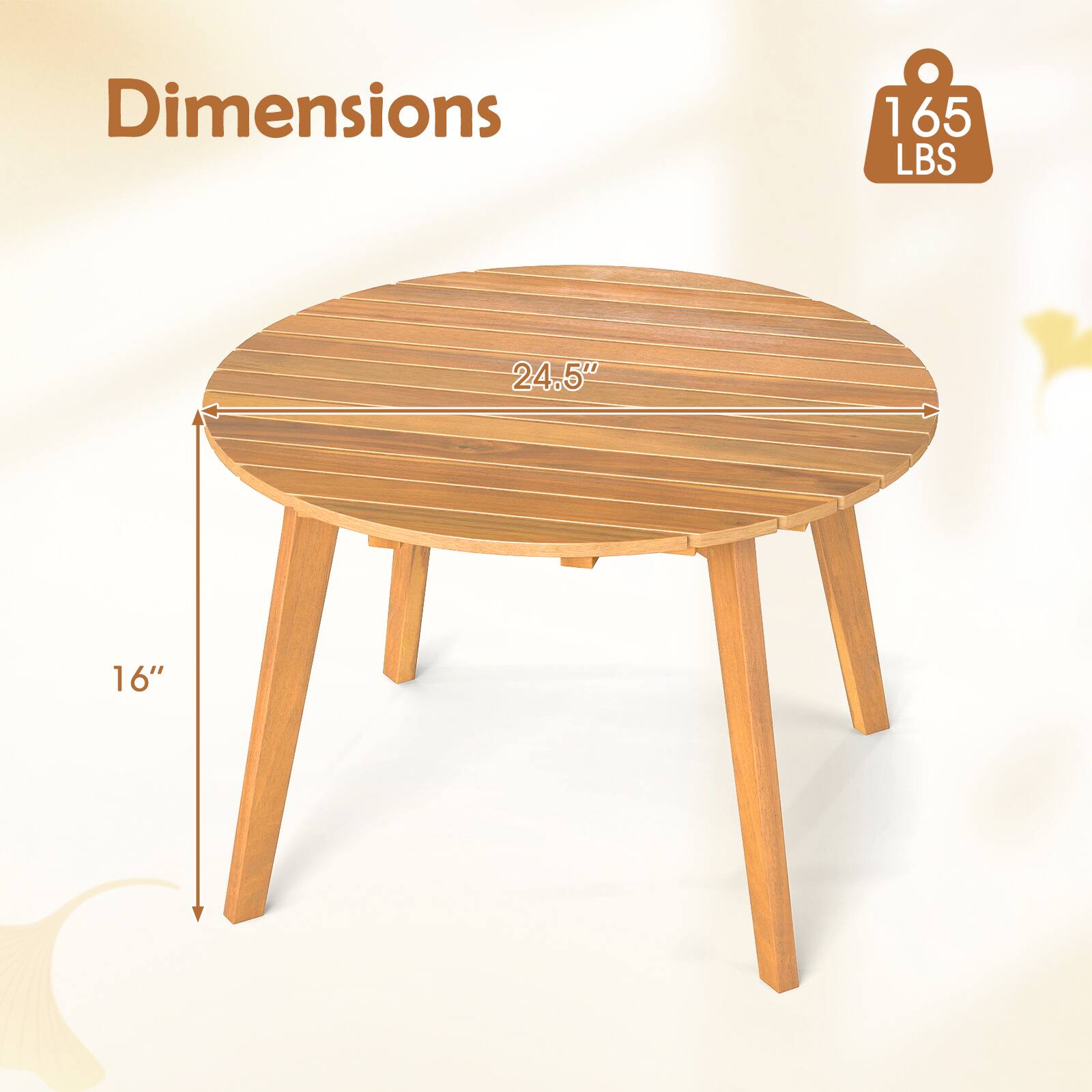 Dimensions  
165 LBS  
24.5"  
16"