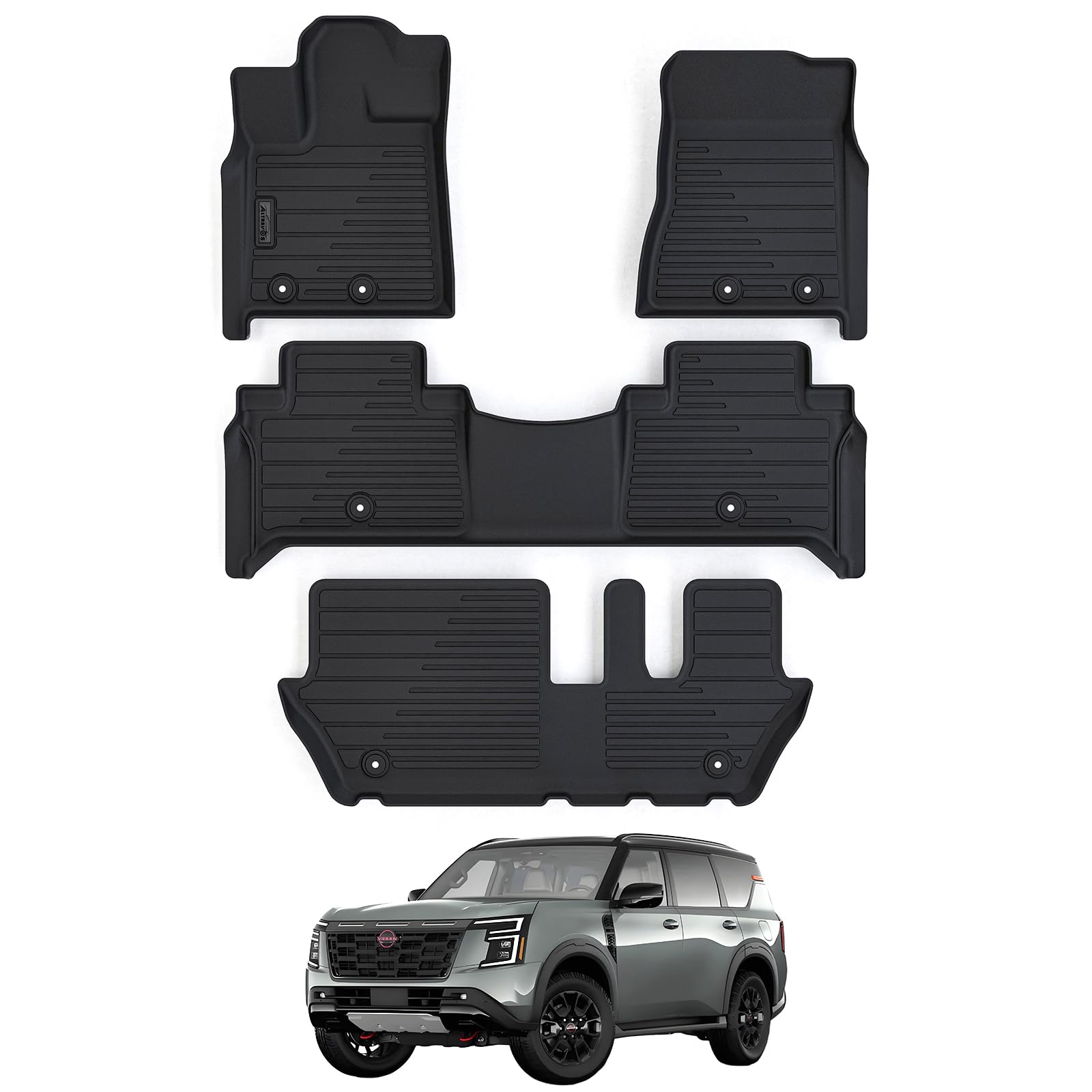 Front. Dazzling Pops - Floor Mats Cargo Liners Mazda Cx 90 Phev 6 7 Seats 2 Row Bucket Seat not Suitable 8 Seats Tpe All Weather - 2025 Armada QX80 Floor Mats.