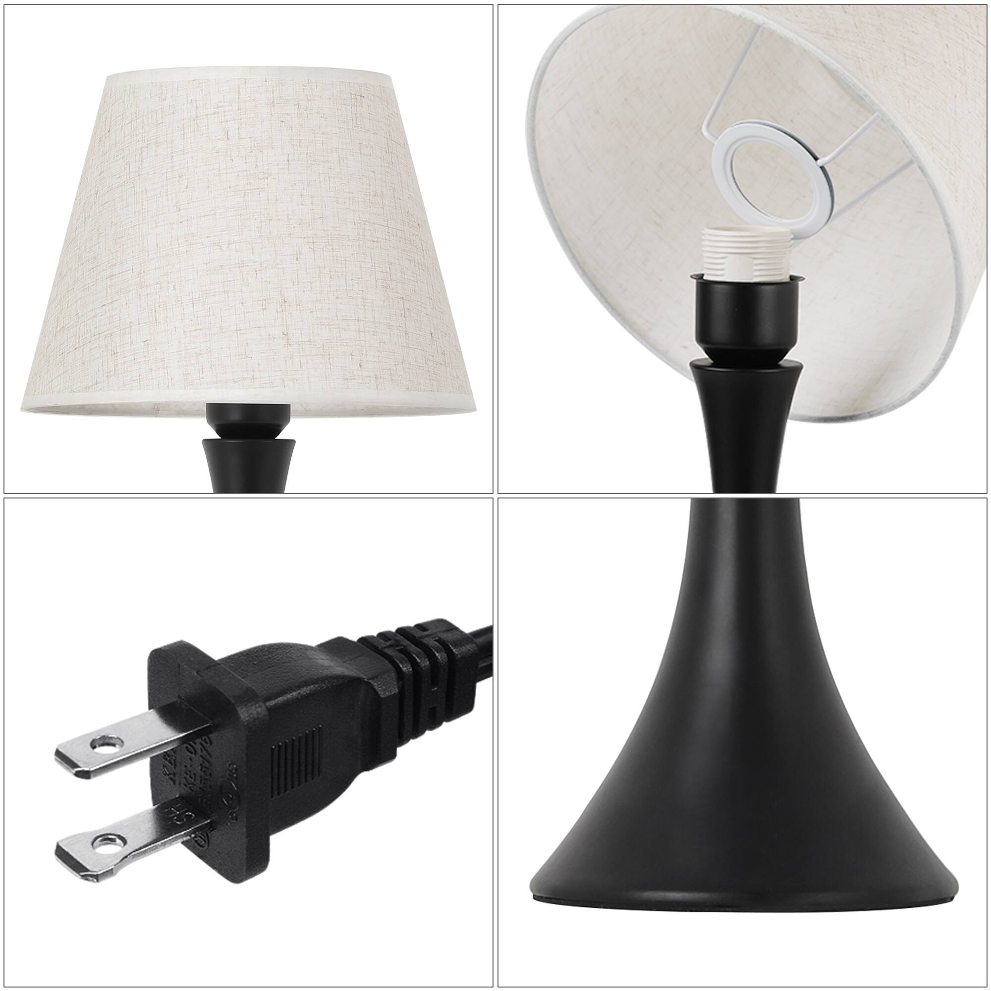 Left. Oumilen - Set of 2 Modern Black Table Lamps – Soft Linen Shades, 17" Tall, Perfect for Nightstands & Desks.
