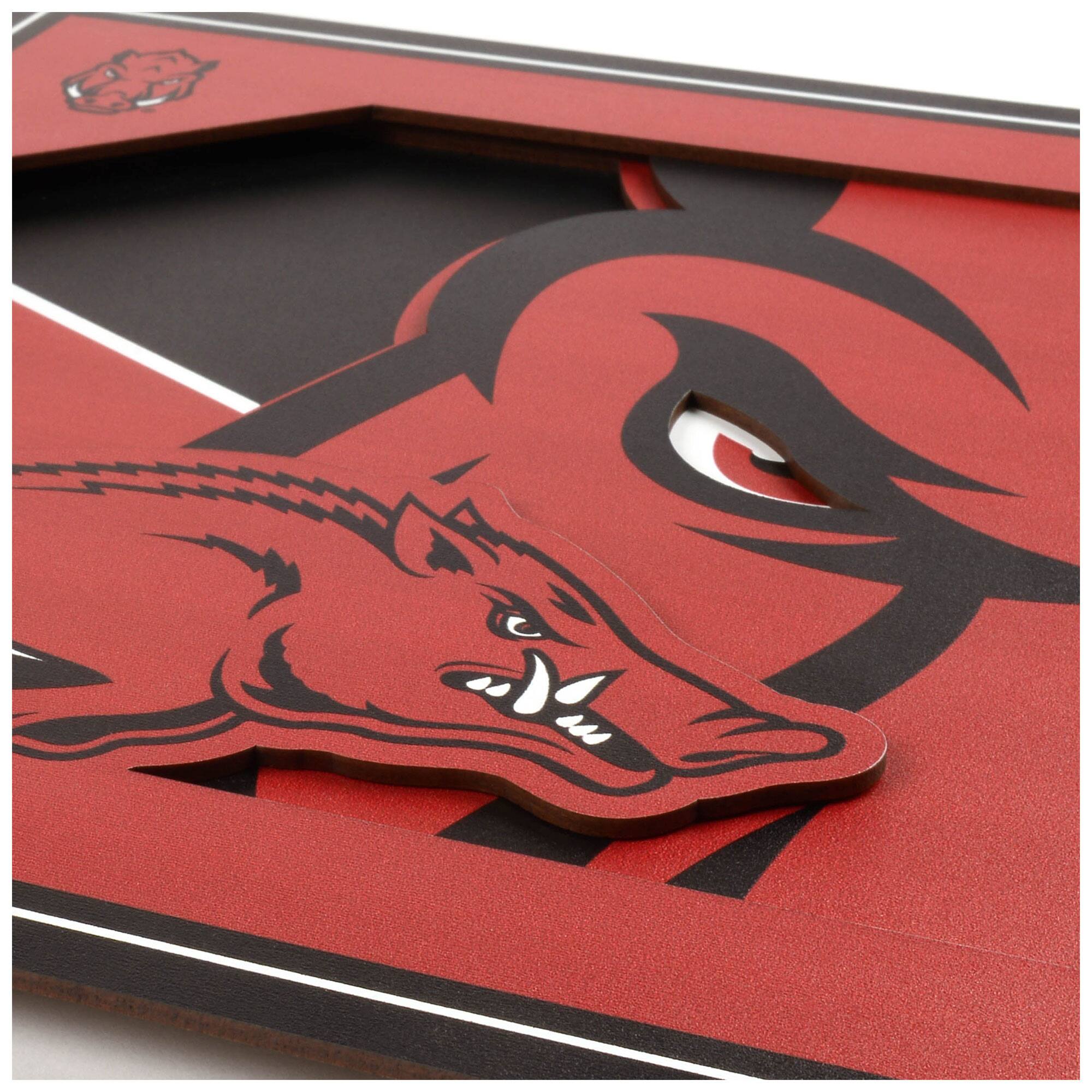 Alt View 1. YouTheFan - Arkansas Razorbacks 12'' x 12'' 3D Logo Wall Art - Multicolor.