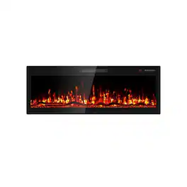 Edendirect - 5100 BTU 36 in. Fireplace Recessed Ultra-Thin Electric Wall-Mounted Heater Furnace with Multicolor Flame