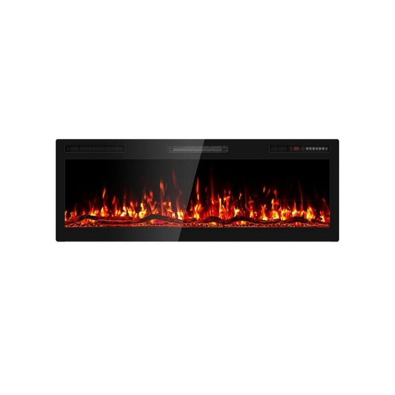 Front. Edendirect - 5100 BTU 36 in. Fireplace Recessed Ultra-Thin Electric Wall-Mounted Heater Furnace with Multicolor Flame.