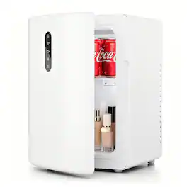 WHALL - 12L portable refrigerator, AC/DC, cools 33–36°F below ambient or heats to 140°F. Ideal for skincare, drinks, breast milk - White