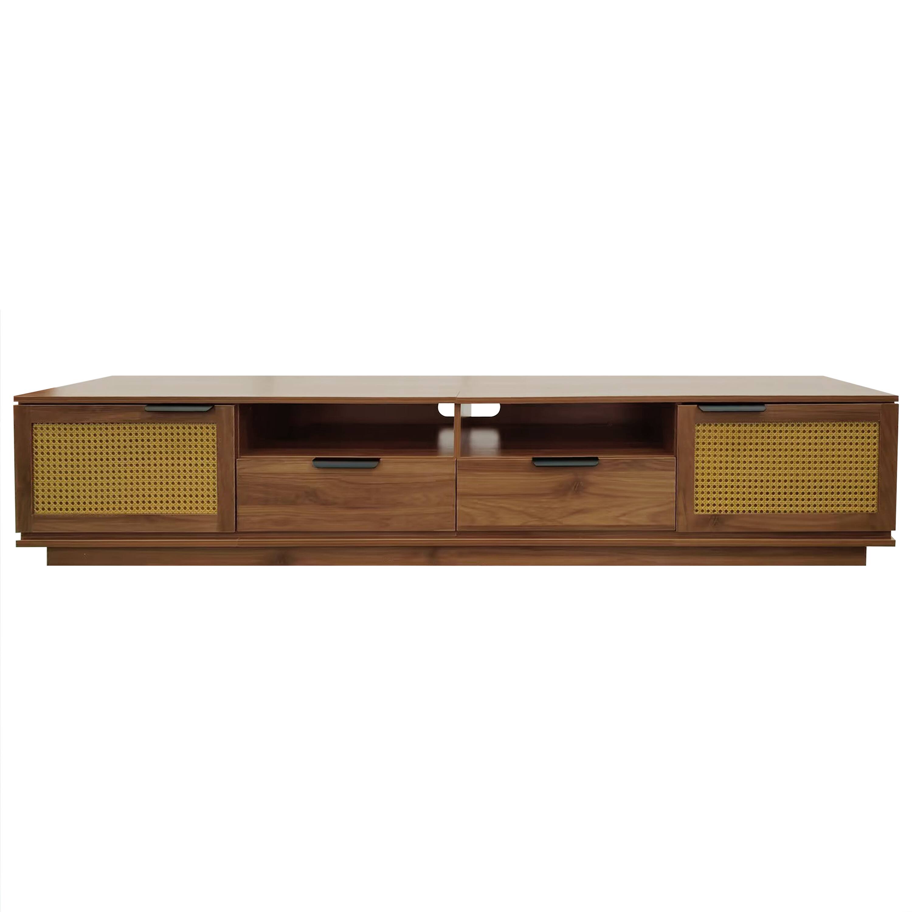 Alt View 3. MERAVOM - TV Stand for 85'' TV, Mid Century Modern Entertainment Center with Storage, Media Console with 2 Drawers for Living Room - Walnut.