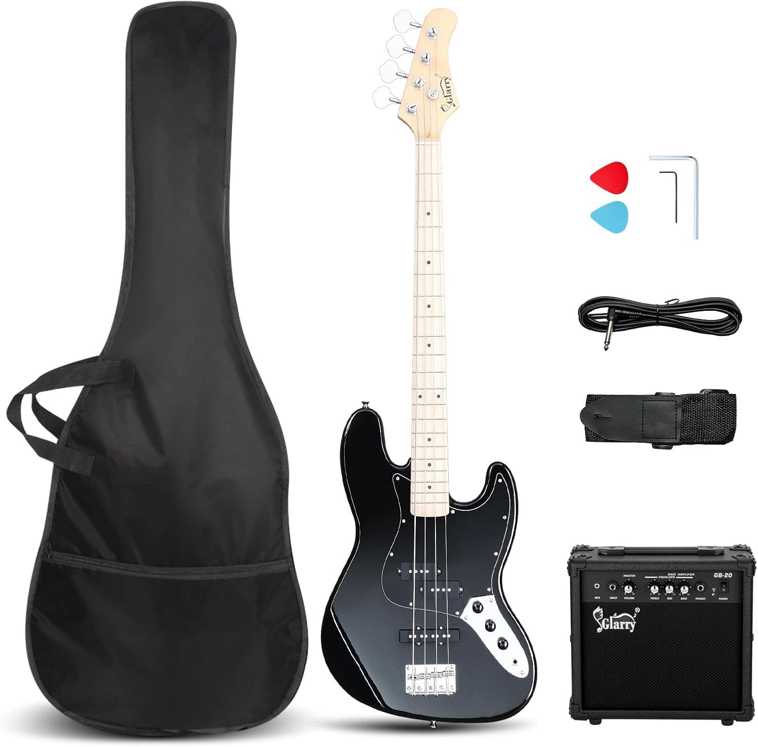 Photos - Guitar Bass Polska Winado - Gjazz 46 in Bass  Full Size 4 String Exquisite Stylish Bass with  Bag Power Line and Wrench Tool G45000 