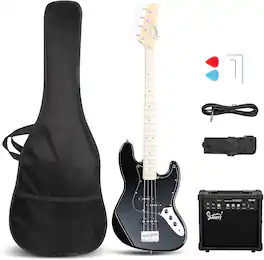Winado - Gjazz 46 in Bass Guitar Full Size 4 String Exquisite Stylish Bass with Guitar Bag Power Line and Wrench Tool