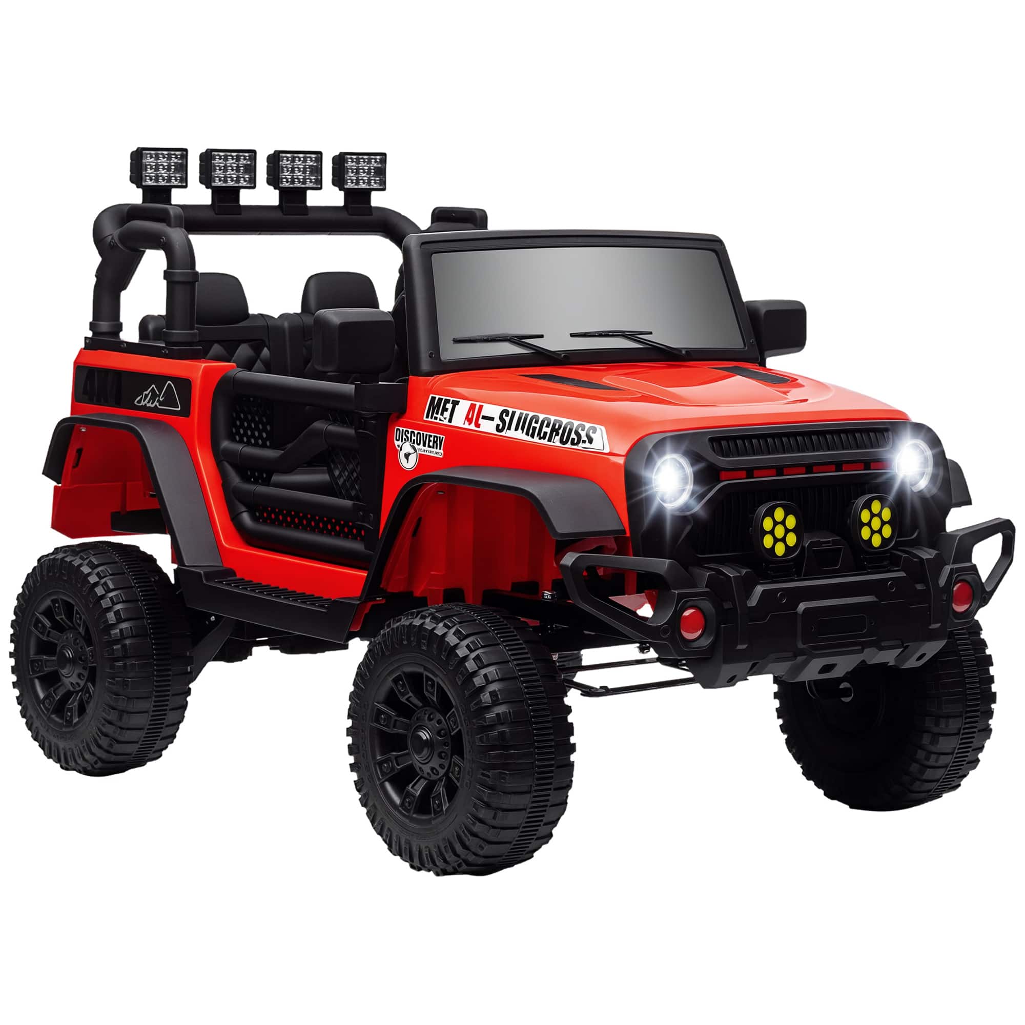 Qaba - 12V Ride on Truck, Electric Car for Kids, Battery Powered Car, Parent Remote, 4 Suspension Wheels, Music Horn LED Lights
