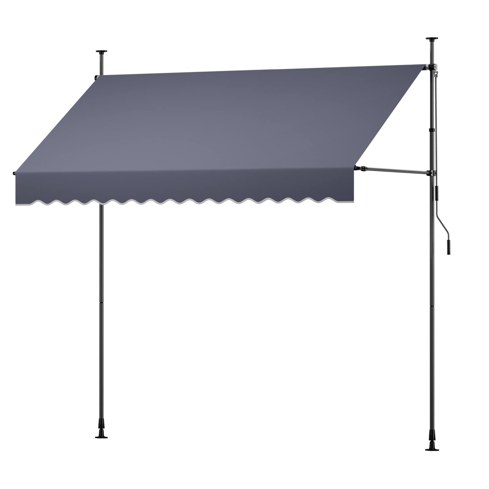 Alt View 5. VEVOR - Manual Retractable Awning, 118" Outdoor Retractable Patio Awning Sunshade Shelter, Height Adjustable Patio Door Window - Dark Gray.