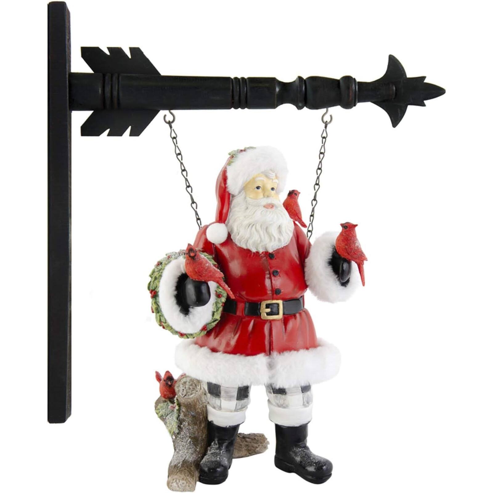 Angle. K&K Interiors - K&K Interiors Resin Santa Claus Trimmed in Fur Christmas Arrow Replacement Sign 15 inch - Arrow Sold Separately - Red.