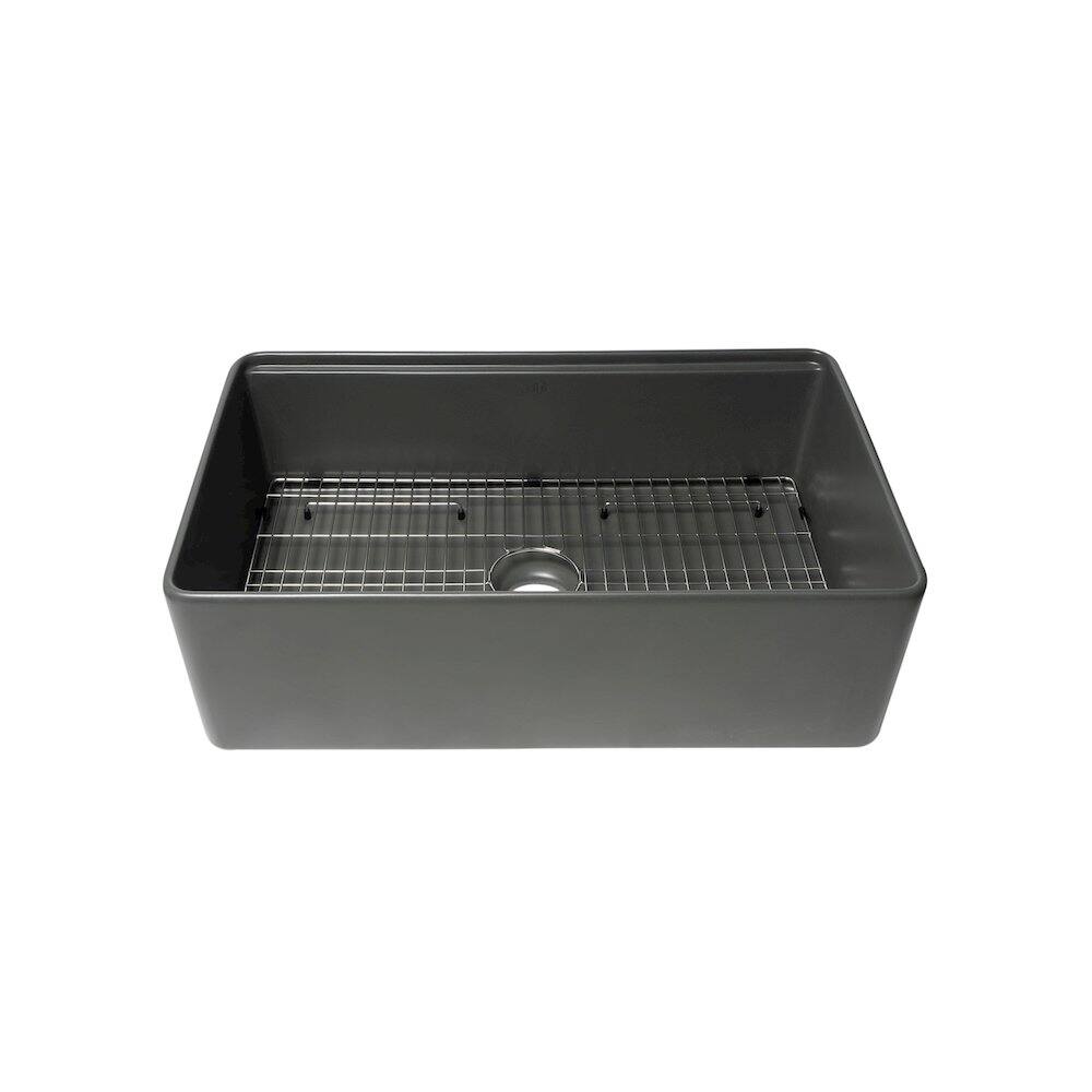 Alt View 6. Alfi - ALFI brand Grey Matte Workstation 33 x 20 Single Bowl Step Rim Fireclay Farm Sink - Gray.