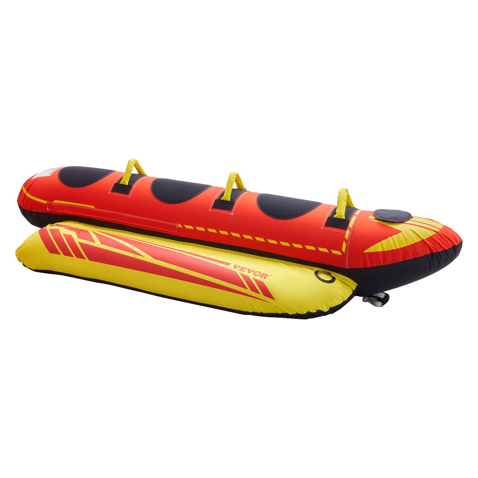 Alt View 5. VEVOR - Towable Tubes for Boating, 1-3 Riders Inflatable Boat Tubes and Towables, 510lbs Capacity Hot Dog Water Sport Tube - Red,Orange,Yellow.