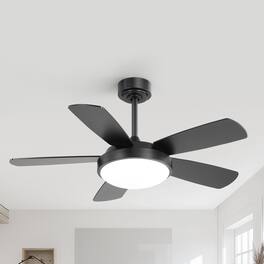 Sofucor - 42'' Ceiling fan with Light & Remote 3CCT Reversible 6 Speeds Quiet Modern Ceiling Fan for Indoor Outdoor Bedroom Patio - Black