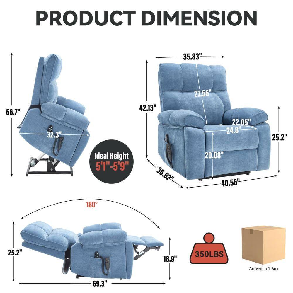 PRODUCT DIMENSION

- Width: 35.83"
- Depth: 42.13"
- Height: 56.7"
- Seat Height: 24.8"
- Seat Depth: 27.56"
- Armrest Height: 25.2"
- Back Height: 32.3"
- Overall Height: 40.56"
- Overall Depth: 36.62"
- Overall Width: 69.3"
- Ideal Height: 5'1" - 5'9"
- Weight Capacity: 350LBS
- Arrived in 1 Box
