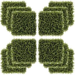Outsunny - 12PCs Grass Wall Panels, 20" x 20" Artificial Grass Wall Decor, Greenery Backdrop Panels Wall for Outdoor - Green