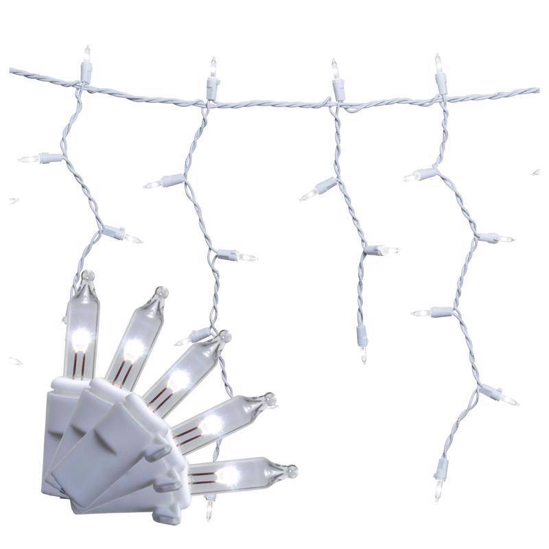 Angle. Celebrations - Celebrations Classic LED T5 Pure White 100 ct Icicle Christmas Lights 6 ft..