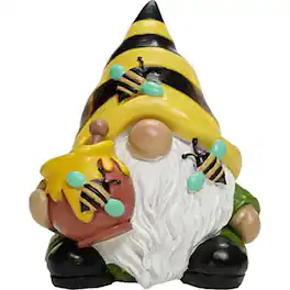 Spoontiques - Bee Gnome Decorative Garden Statue Indoor or Outdoor Use Patio Garden Accessory 7.5 inch
