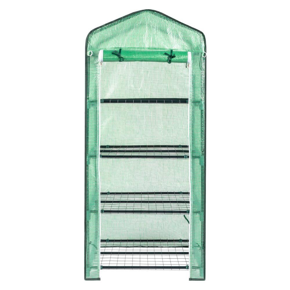 Alt View 3. Winado - Mini Greenhouse, Small PE Plant Green House with 4 Tiers Rack, Shelf Clips, Roll-up Zipper Door, Gardening Supplies.