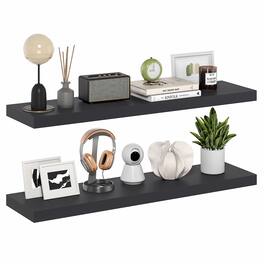 Furinno - TANNA Floating Shelves for Wall Set of 2, 12 x 47 Wall Shelf, Wall Mounted Shelf with Invisible Bracket, 2-in Thick - Americano