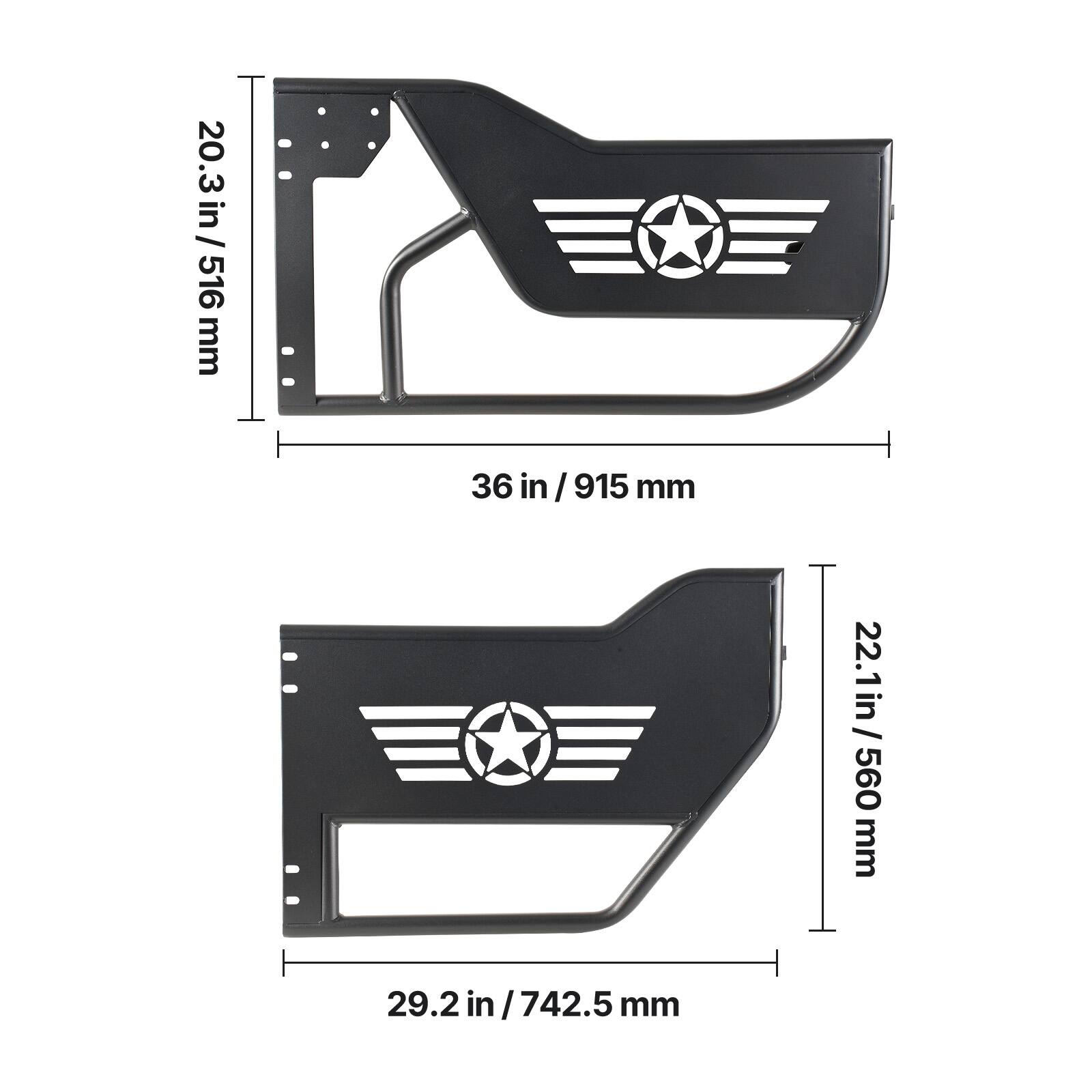 20.3 in / 516 mm  
36 in / 915 mm  
22.1 in / 560 mm  
29.2 in / 742.5 mm