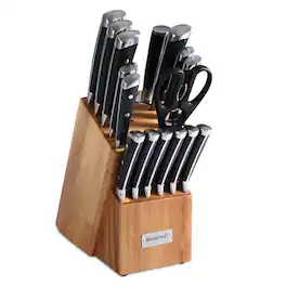 Hansmart - BARENTHAL 17pc German 1.4110 Steel Knives, Full-Tang Blades, Acacia Block, Ergonomic Black Handles for Home & Pro Use