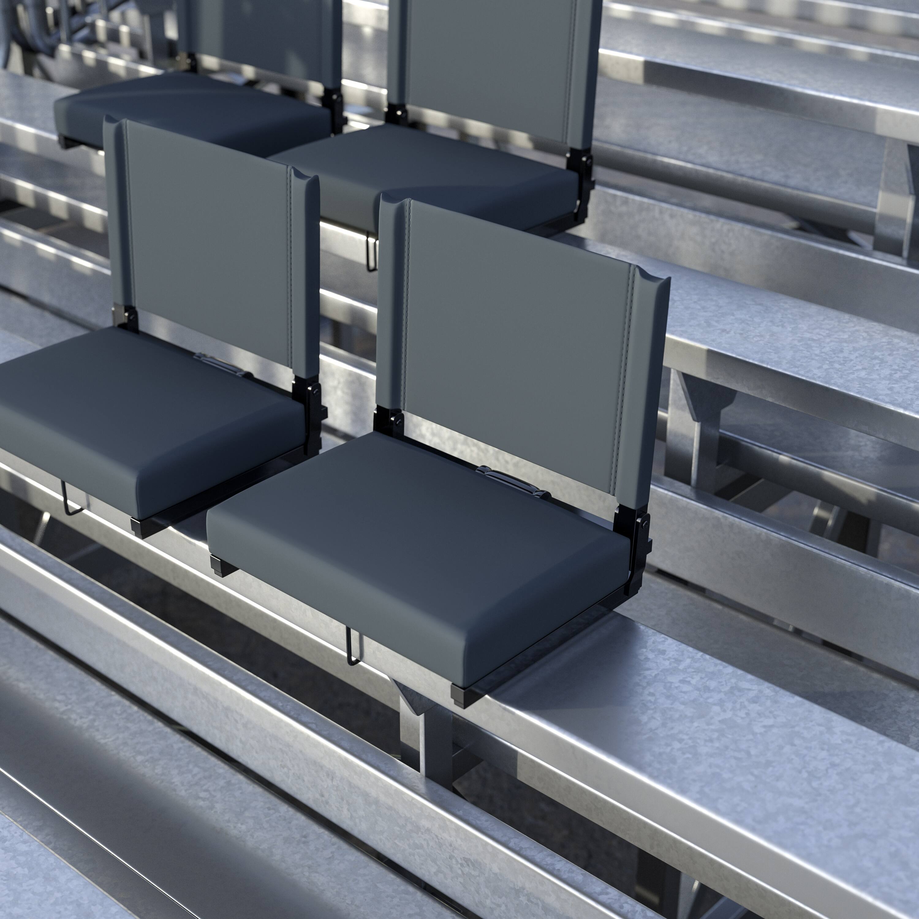 Alt View 2. Emma + Oliver - Set of 2 500 lb. Rated Lightweight Stadium Chair with Ultra-Padded Seat - Dark Blue.