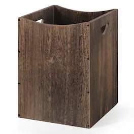 Oumilen - Solid Wood Laundry Hamper – Burnt Wood Basket with Cutout Handles for Bathroom & Bedroom - Rustic Brown