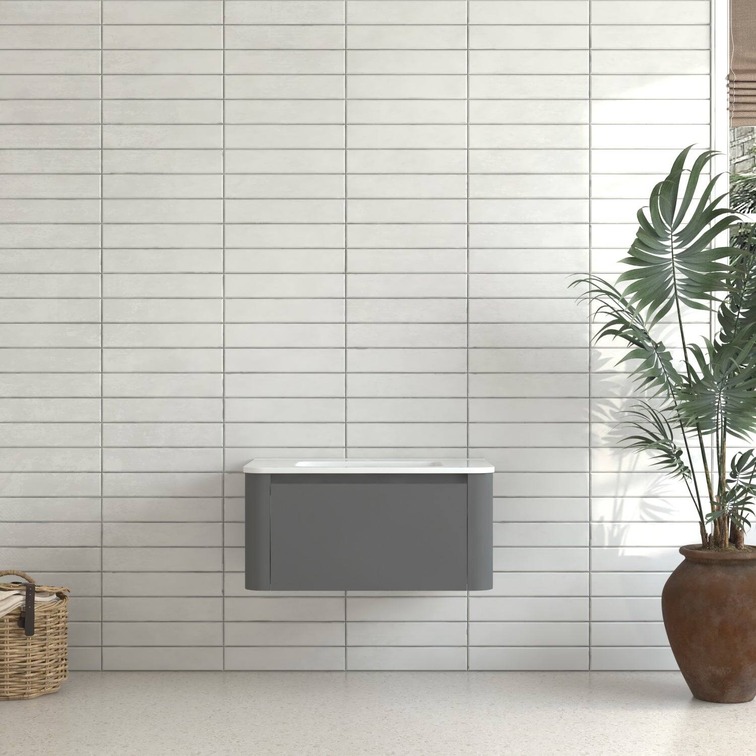 Alt View 10. Boyel Living - 30 in Grey Wall-Mounted Bathroom Vanity with Soft-Close Drawer Ceramic Integrated Basin PET Waterproof Finish - Gray.