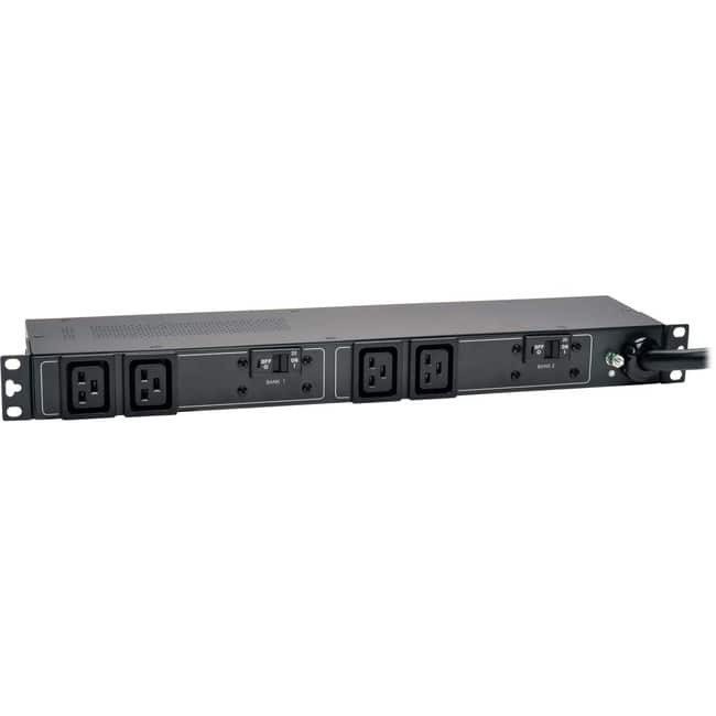 Tripp Lite - by Eaton PDU 5.8kW Single-Phase 200-240V Basic PDU 4 C19 Outlets NEMA L6-30P Input 12 ft. (3.66 m) Cord 1U - Black